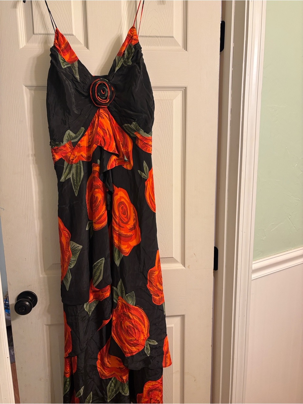 FARM Rio Black & Vivid Orange Floral Dress with Rosette - Picture 8 of 12
